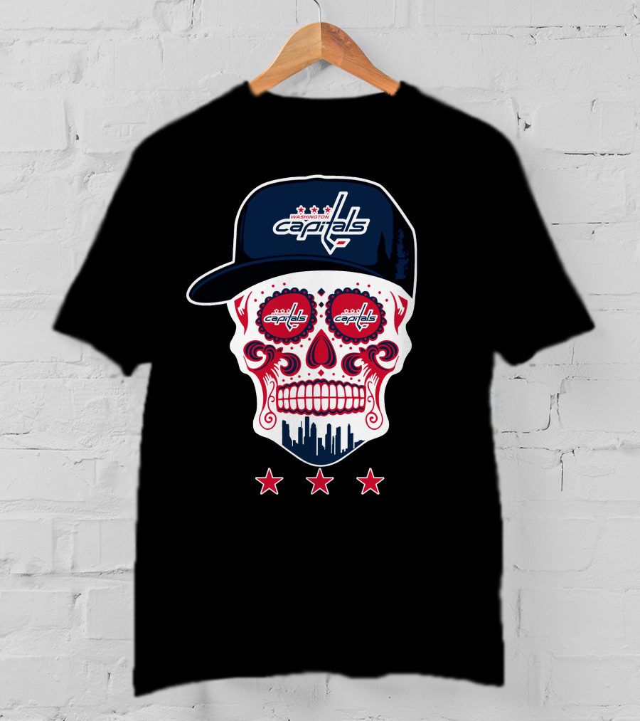 Washington Capitals Skull Design Playful Hockey Team T-Shirt