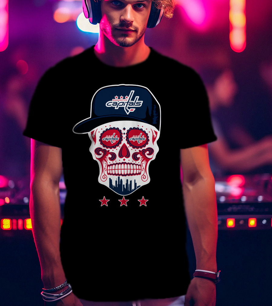 Washington Capitals Skull Design Playful Hockey Team T-Shirt