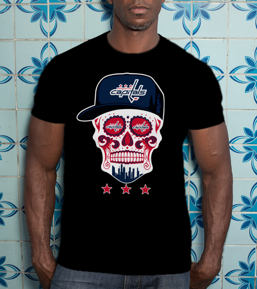Washington Capitals Skull Design Playful Hockey Team T-Shirt