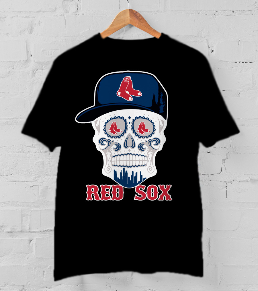 Boston Red Sox Skull With Hat T-Shirt
