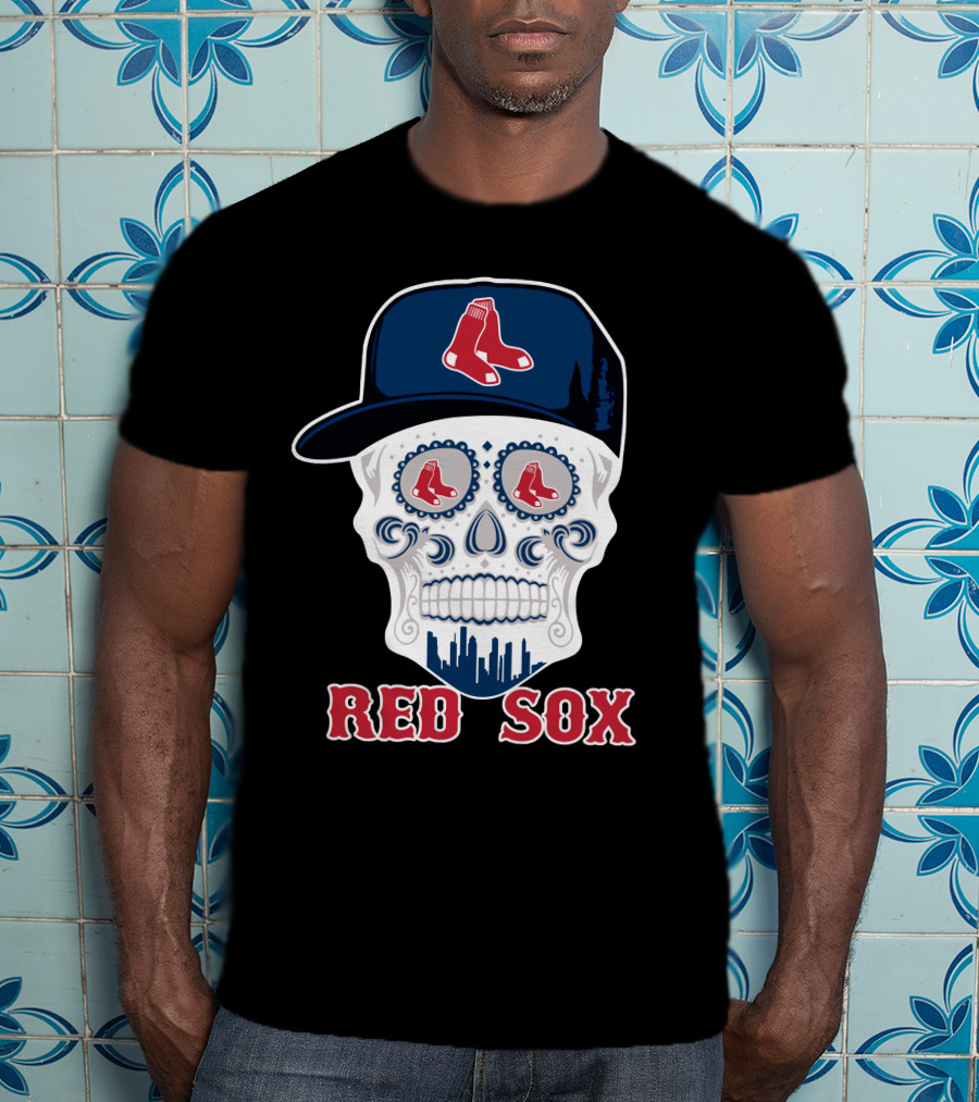 Boston Red Sox Skull With Hat T-Shirt
