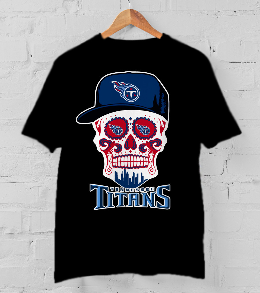 Tennessee Titans Skull Design Football Theme T-Shirt