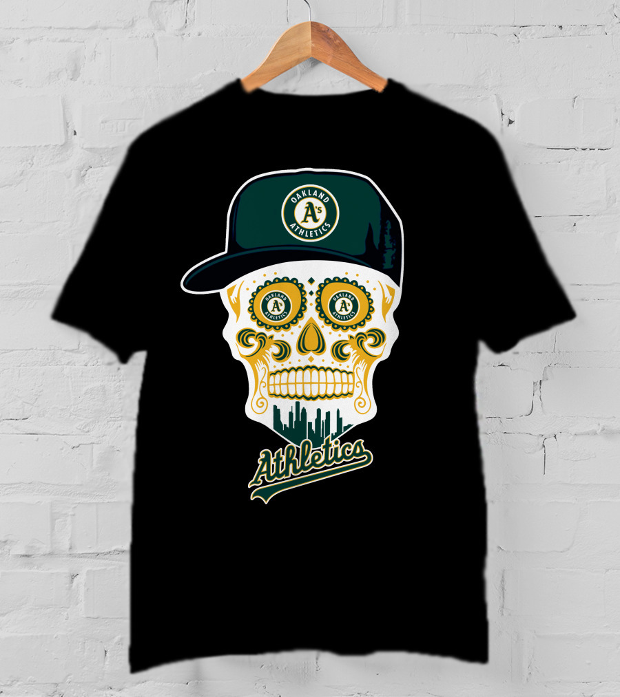 Oakland Athletics A's Skull Cityscape Funny T-Shirt