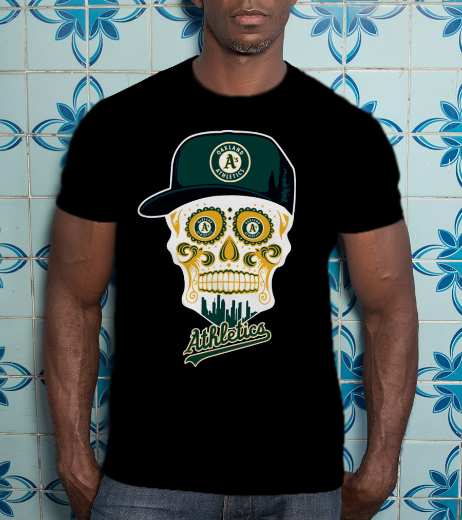 Oakland Athletics A's Skull Cityscape Funny T-Shirt