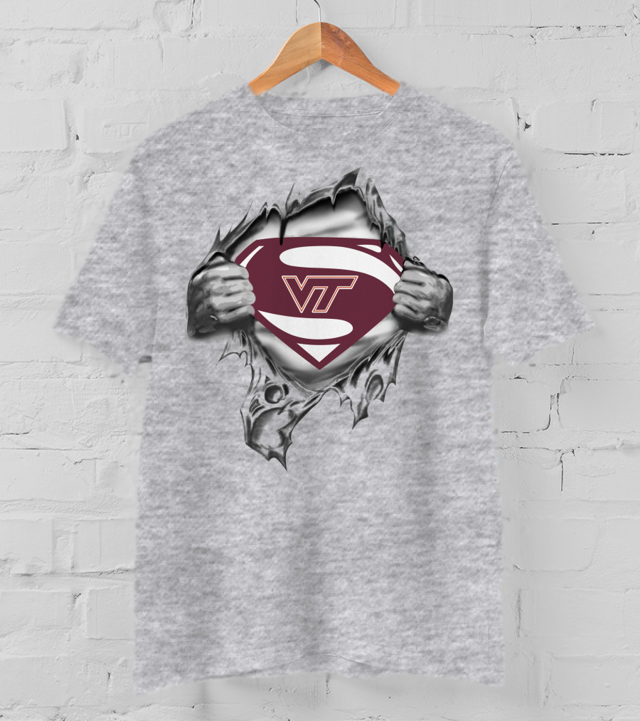 Virginia Tech Hokies Vt Superman Emblem Burst T-Shirt