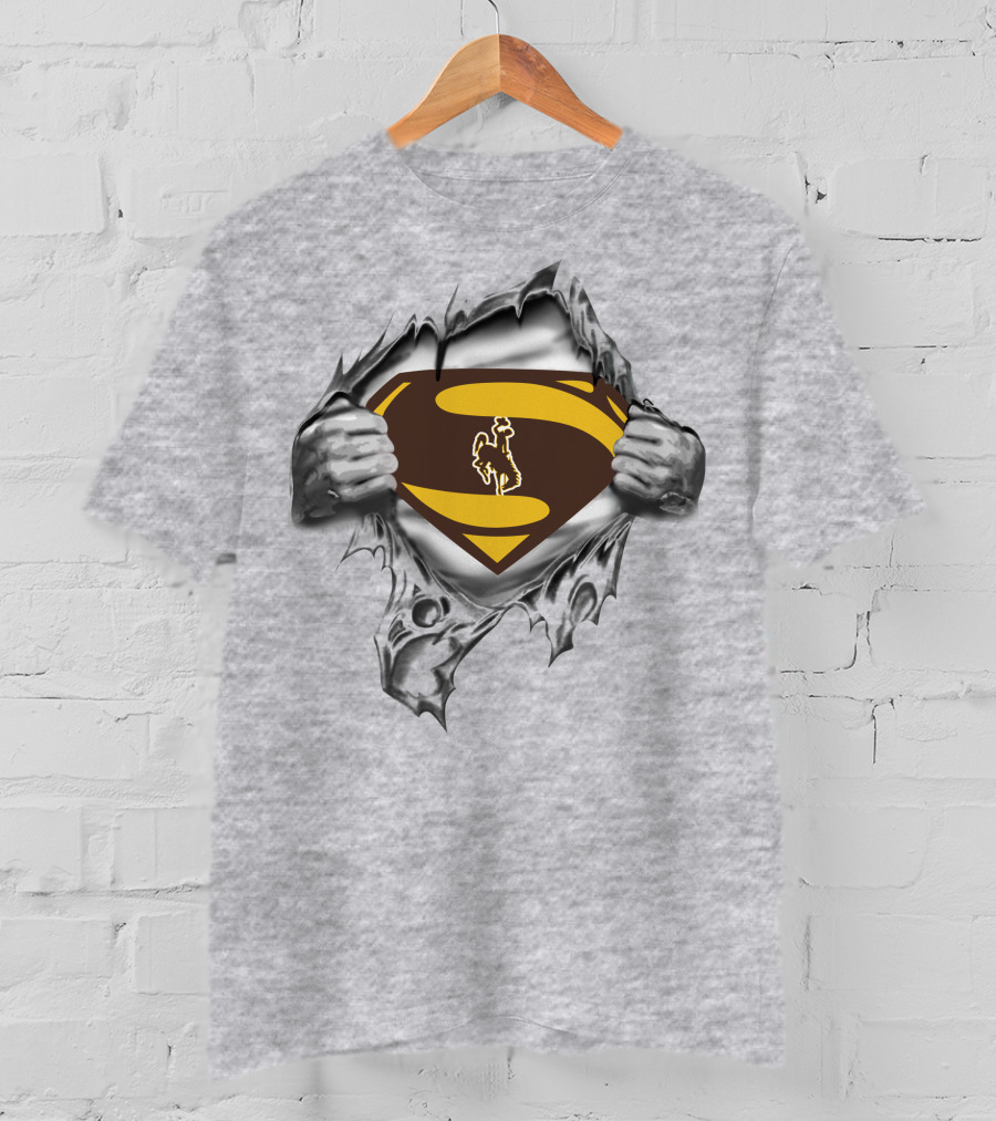 Wyoming Cowboys Superman Logo Rip T-Shirt