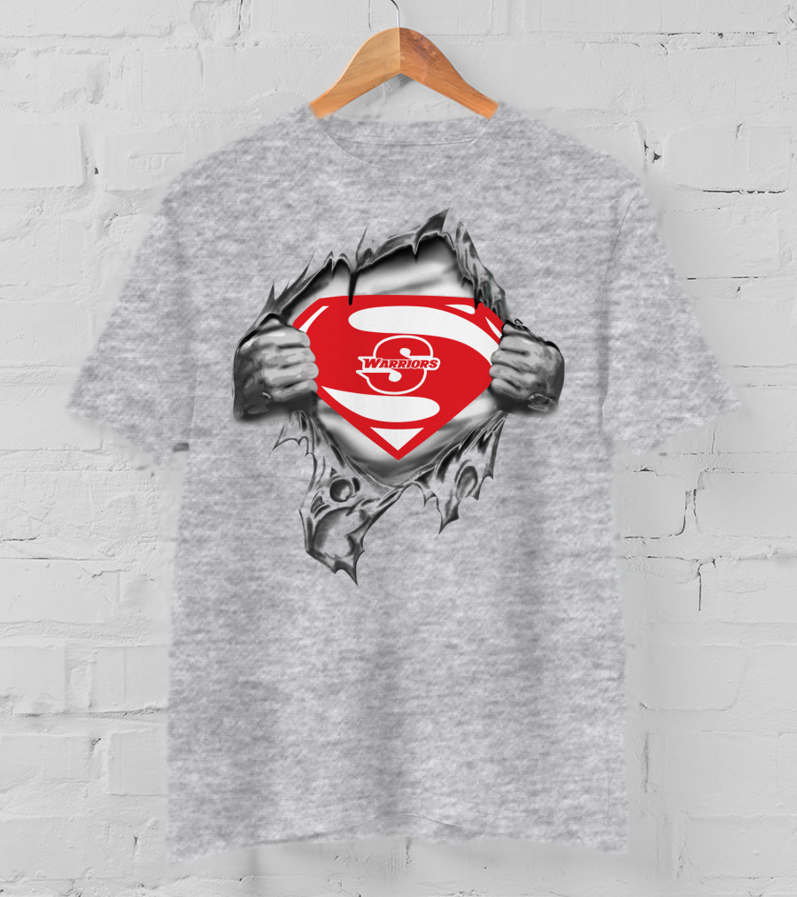Stanislaus Warriors Superman Logo Silver Hands Tear T-Shirt