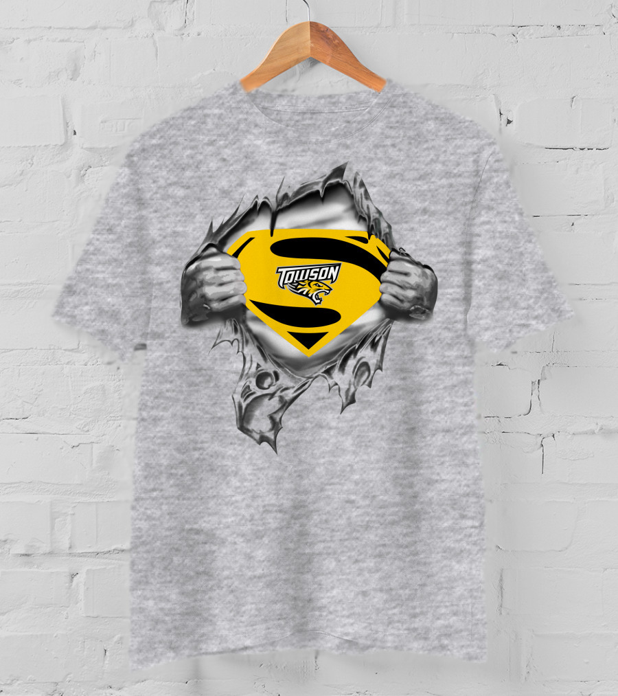 Towson Tigers Superman Logo Rip T-Shirt