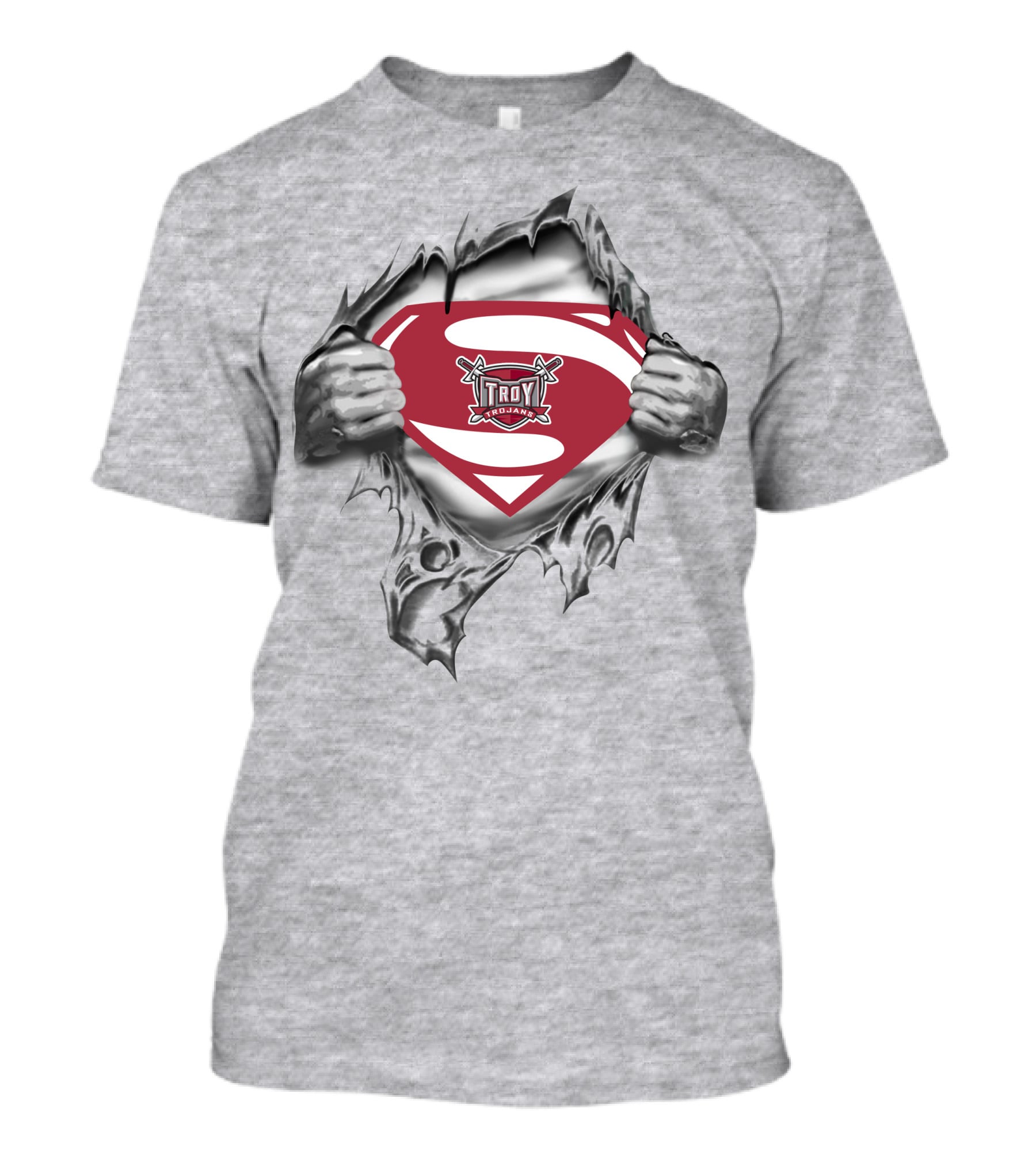 Troy Trojans Superman Logo With Torn Shirt Effect T-Shirt