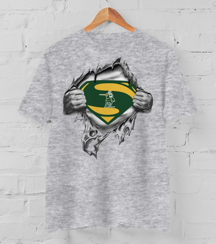 St Norbert Green Knights Superman Logo With Shield And Hands Ripping Effect T-Shirt