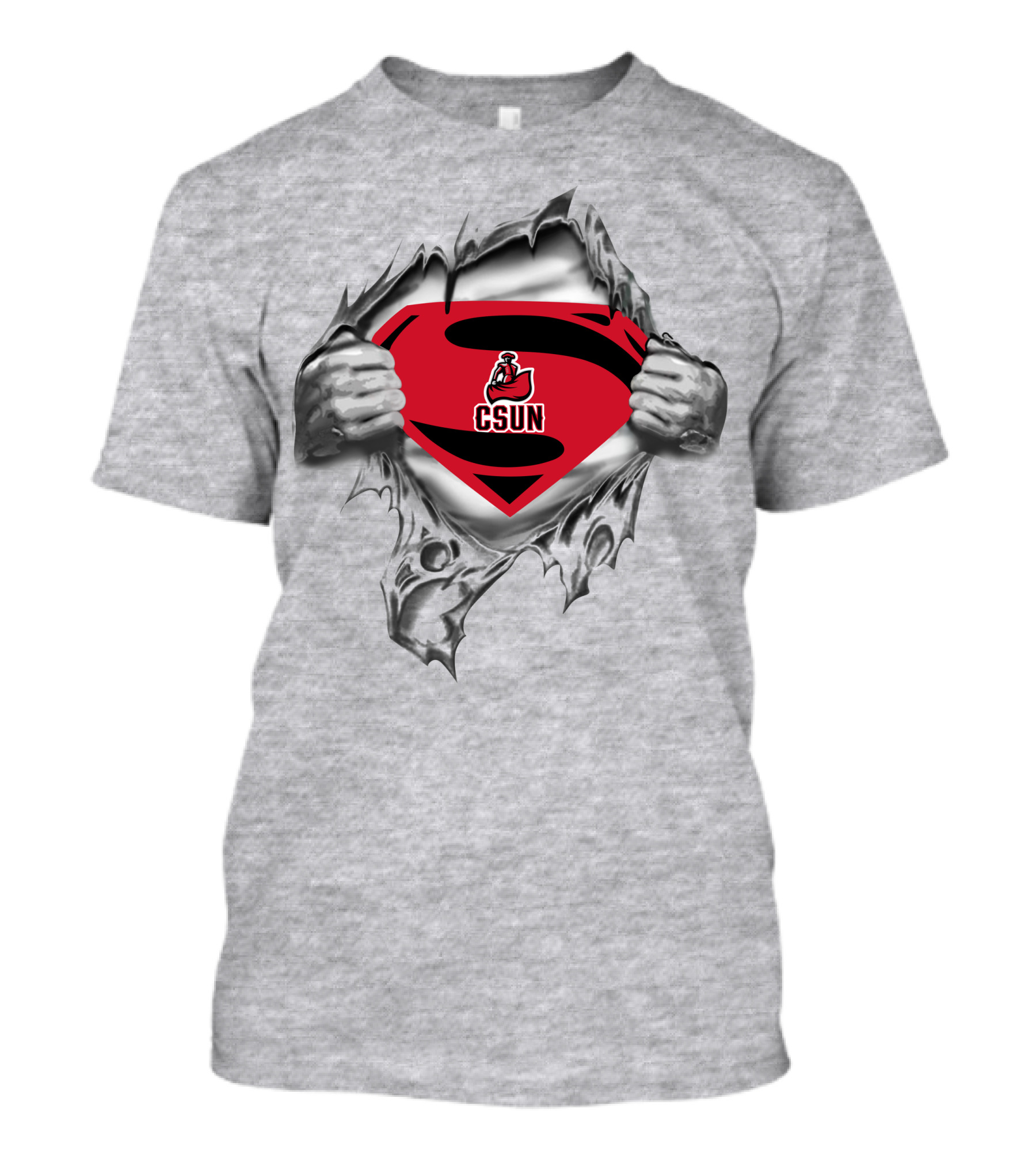 Csun Matadors Superman Logo Inside Ripped Metal T-Shirt