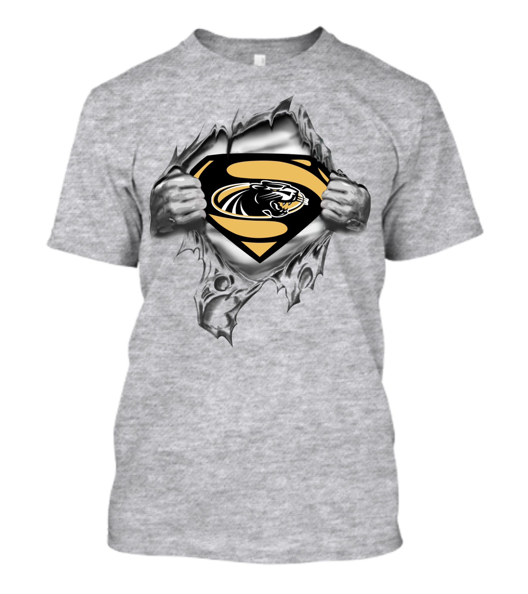 Milwaukee Panthers Superman Logo Silver Panther T-Shirt