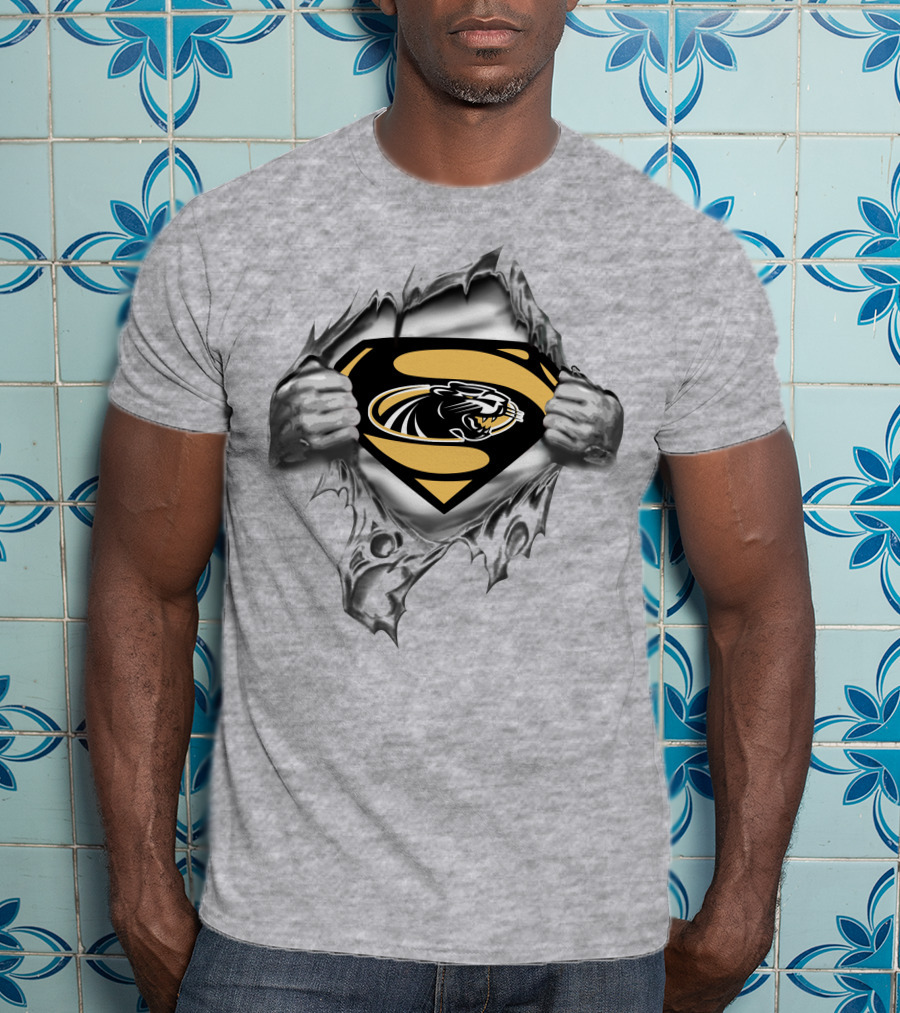 Milwaukee Panthers Superman Logo Silver Panther T-Shirt