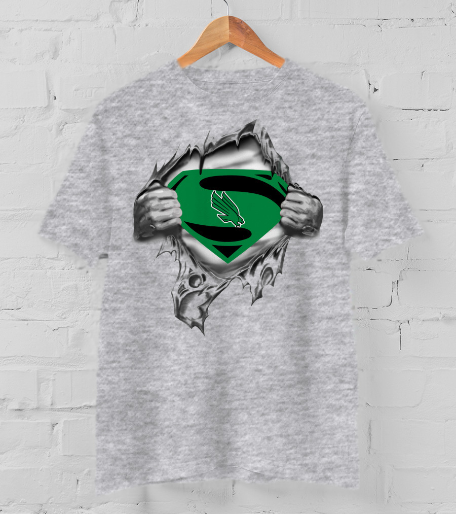 North Texas Mean Green Superman Logo Eagle T-Shirt