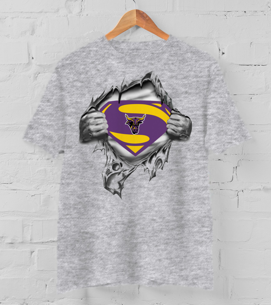 Mankato Mavericks Superman Logo Burst With Bull T-Shirt