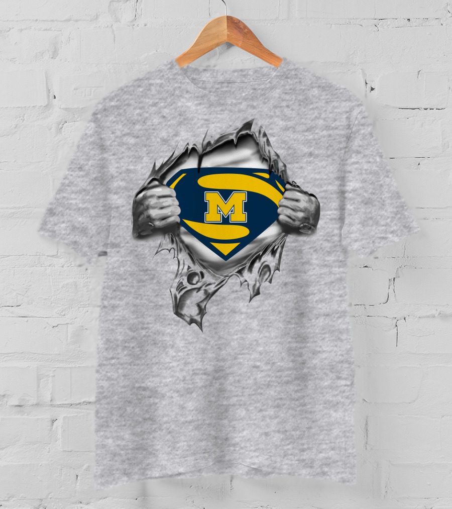Michigan Wolverines Superman Logo Rip 250 T-Shirt
