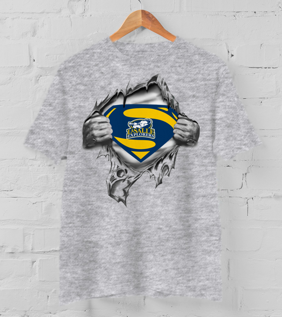 La Salle Explorers Superman Shield With Torn Metal Effect T-Shirt