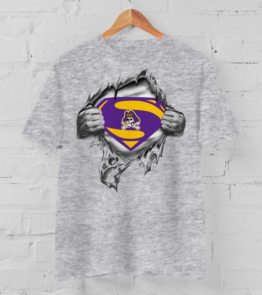 Ecu Pirates Superman Logo Burst Rugby Superhero Symbol T-Shirt