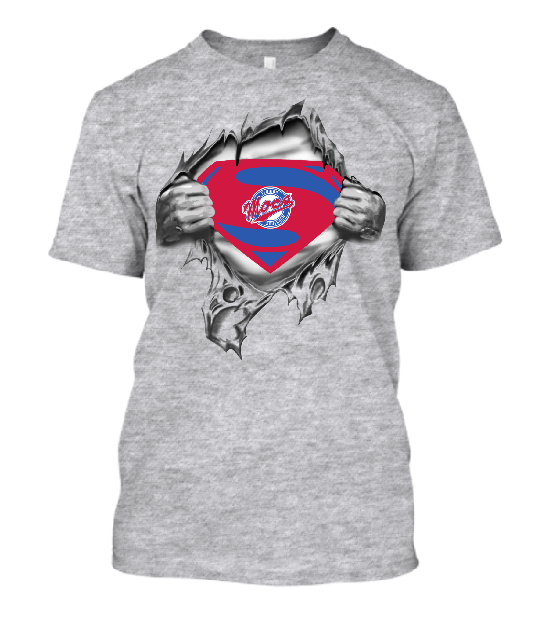 Florida Southern Mocs Superman Logo Hidden Power Rip Through T-Shirt