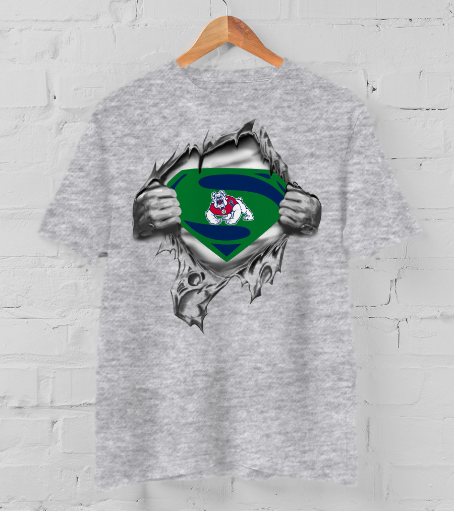 Fresno State Bulldogs Superman Logo Bulldog T-Shirt