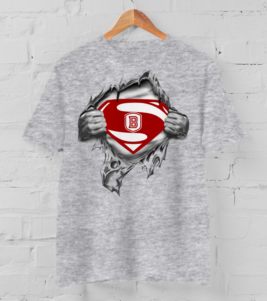 Bradley Braves Superman Logo With Torn Shirt Effect T-Shirt