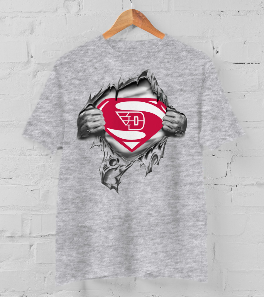 Dayton Flyers Superman Symbol Logo Dynamic Ripped T-Shirt