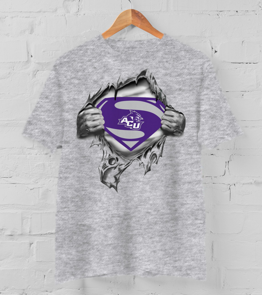 Acu Wildcats Superman Logo Fusion Abilene Christian Wildcats T-Shirt