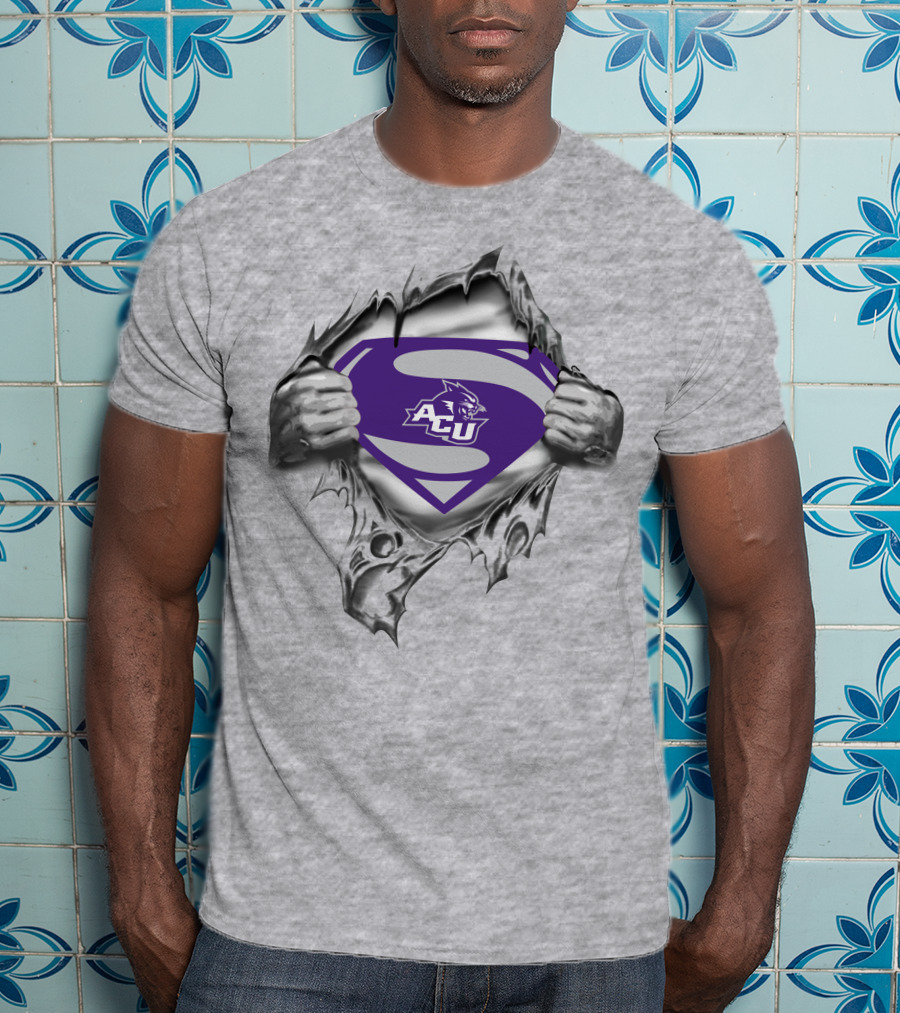 Acu Wildcats Superman Logo Fusion Abilene Christian Wildcats T-Shirt