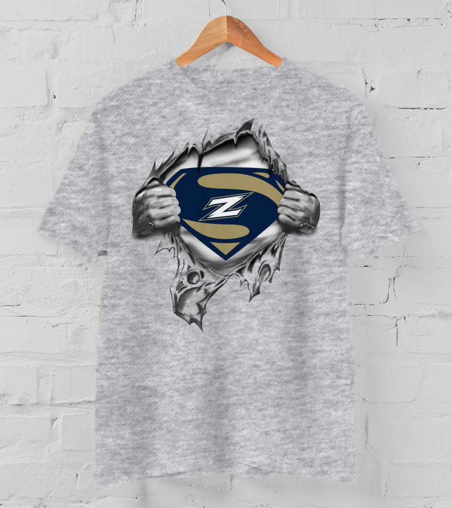 Akron Zips Superman Shield Torn Metal T-Shirt