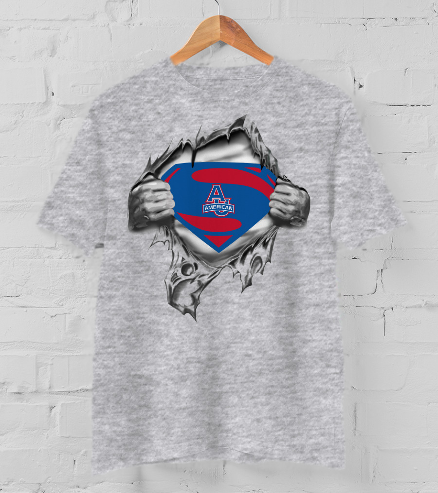 American University Superman Logo Tear Reveal T-Shirt