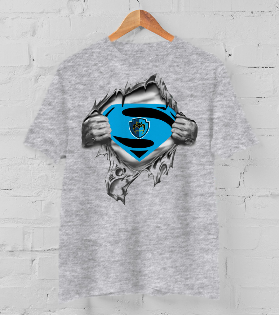 Tampa Bay Mutiny Superman Emblem With Ripped Silver Hands T-Shirt