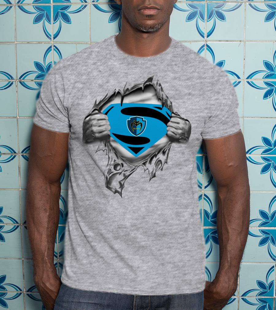 Tampa Bay Mutiny Superman Emblem With Ripped Silver Hands T-Shirt