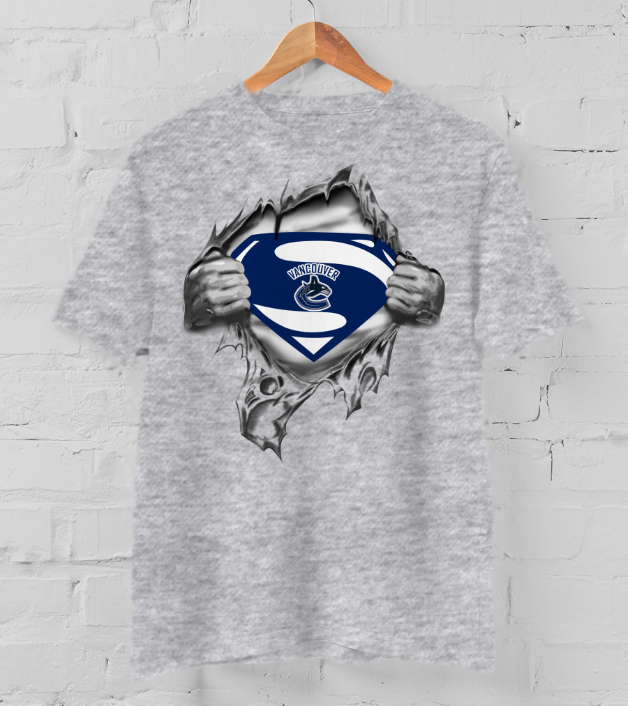 Vancanucks '96 Superman Logo Nhl Team Fan Jersey T-Shirt