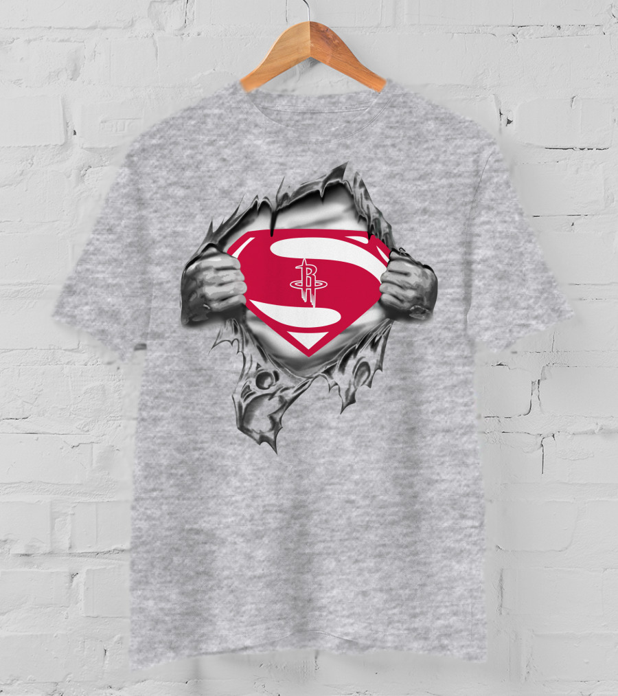 Houston Rockets Superman Logo Burst Open T-Shirt