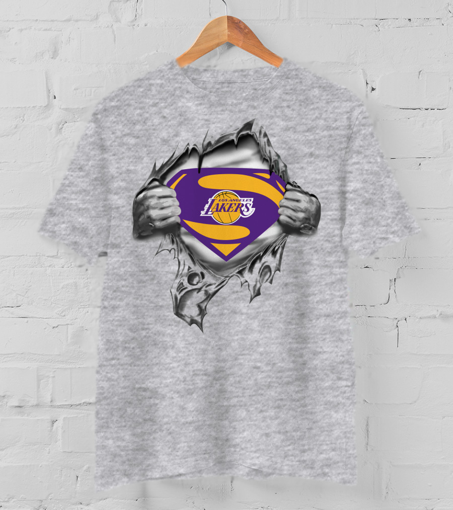 Los Angeles Lakers Superman Logo Tear T-Shirt