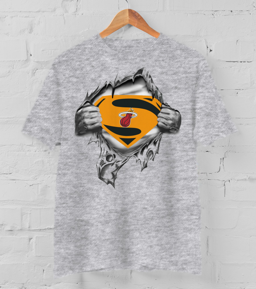 Superman Miami Heat Logo Reveal Aggressive Rip T-Shirt