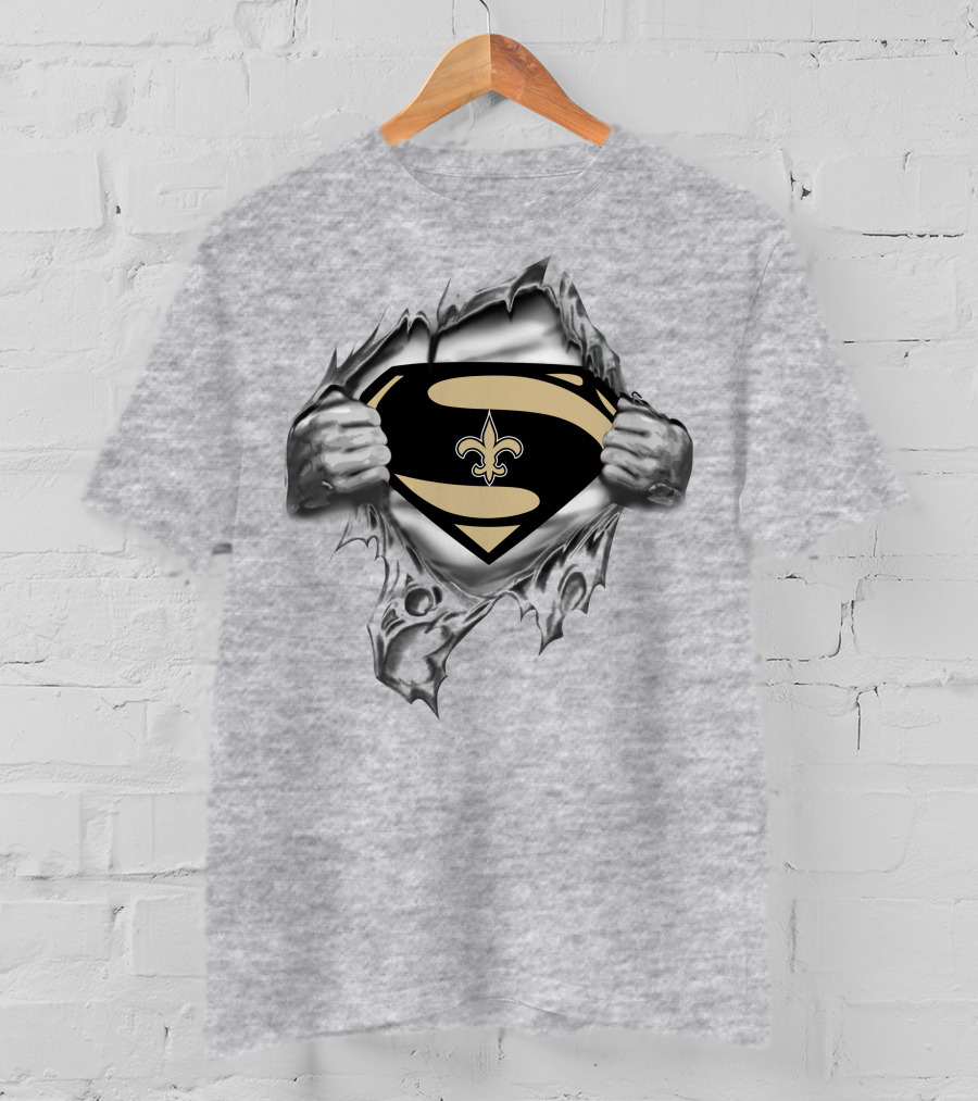 New Orleans Saints Logo Superman Shield Fleur-De-Lis T-Shirt