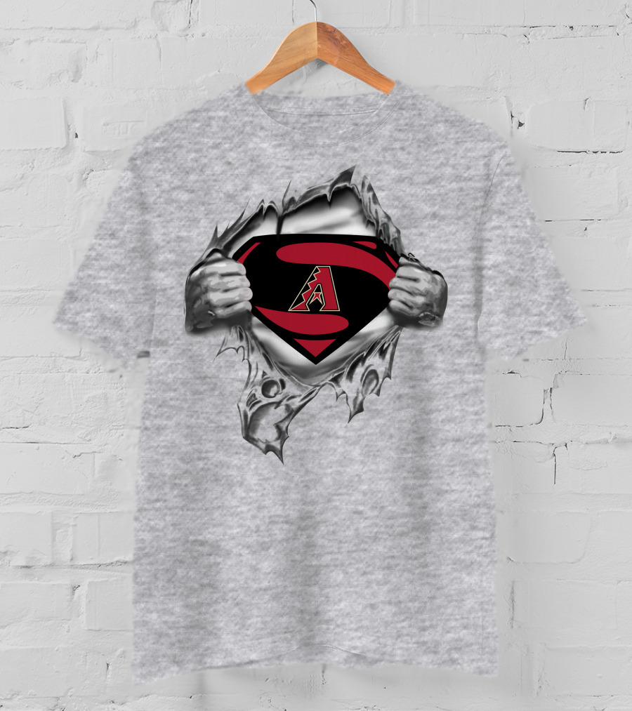 Arizona Diamondbacks Superman Logo Emblem Torn T-Shirt