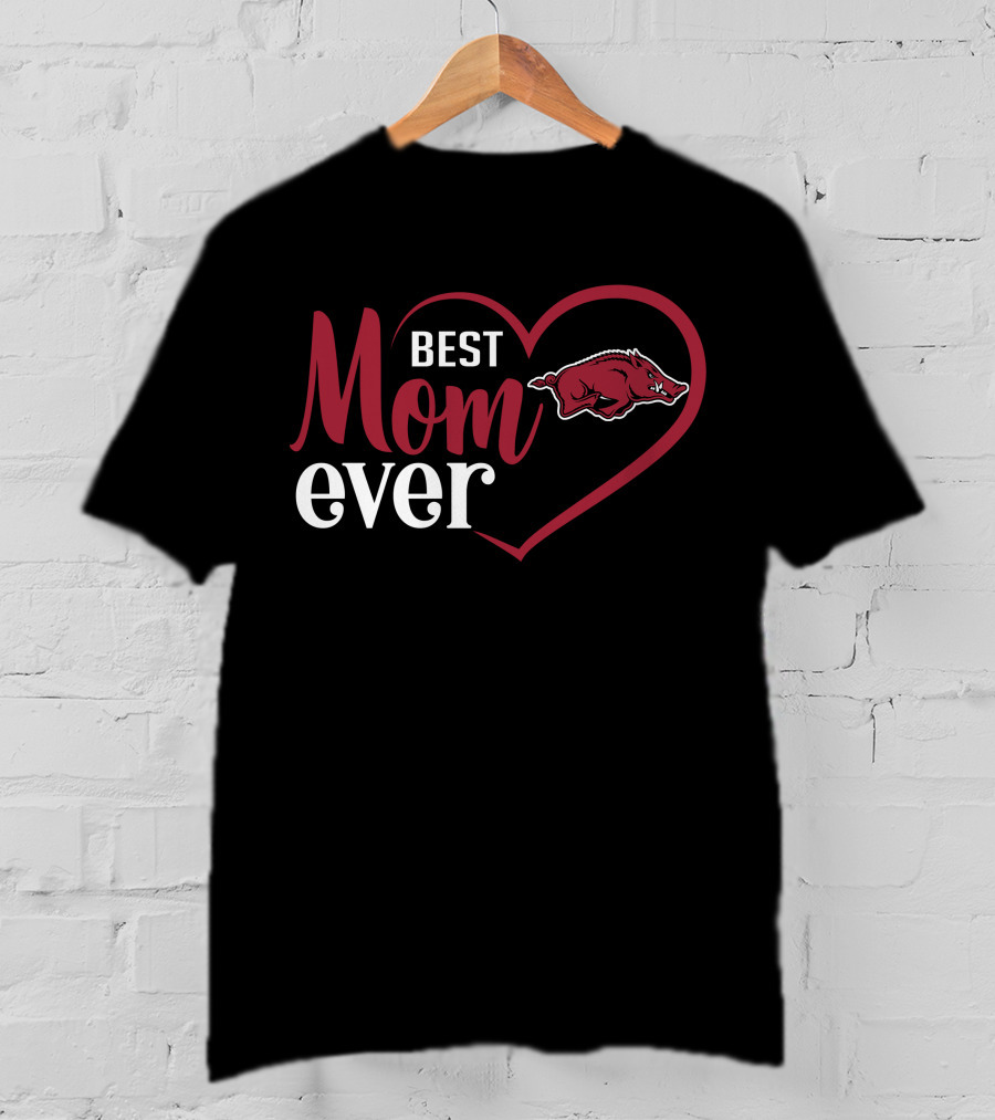 Best Mom Ever Arkansas Razorbacks Heart T-Shirt