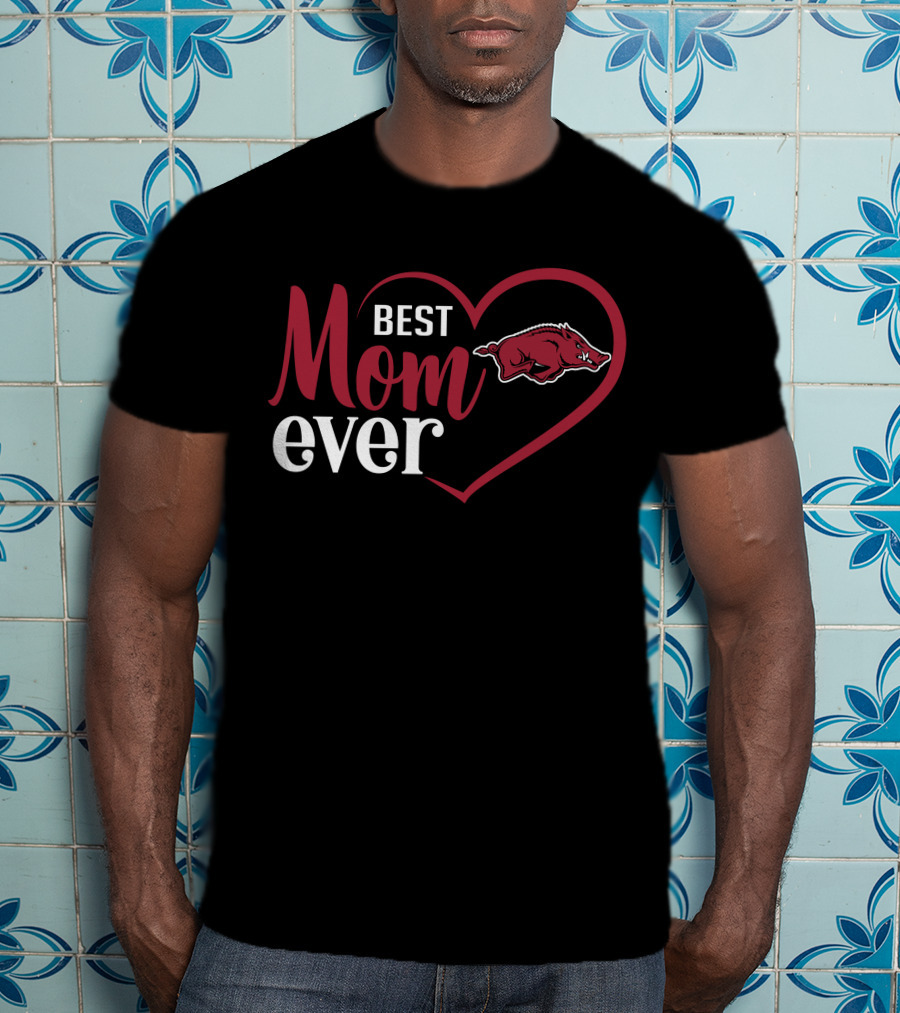 Best Mom Ever Arkansas Razorbacks Heart T-Shirt