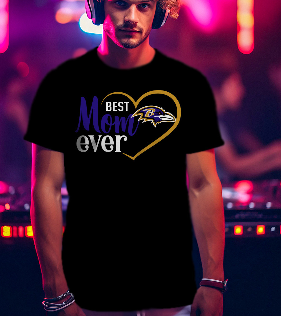 Best Mom Ever Baltimore Ravens Heart T-Shirt