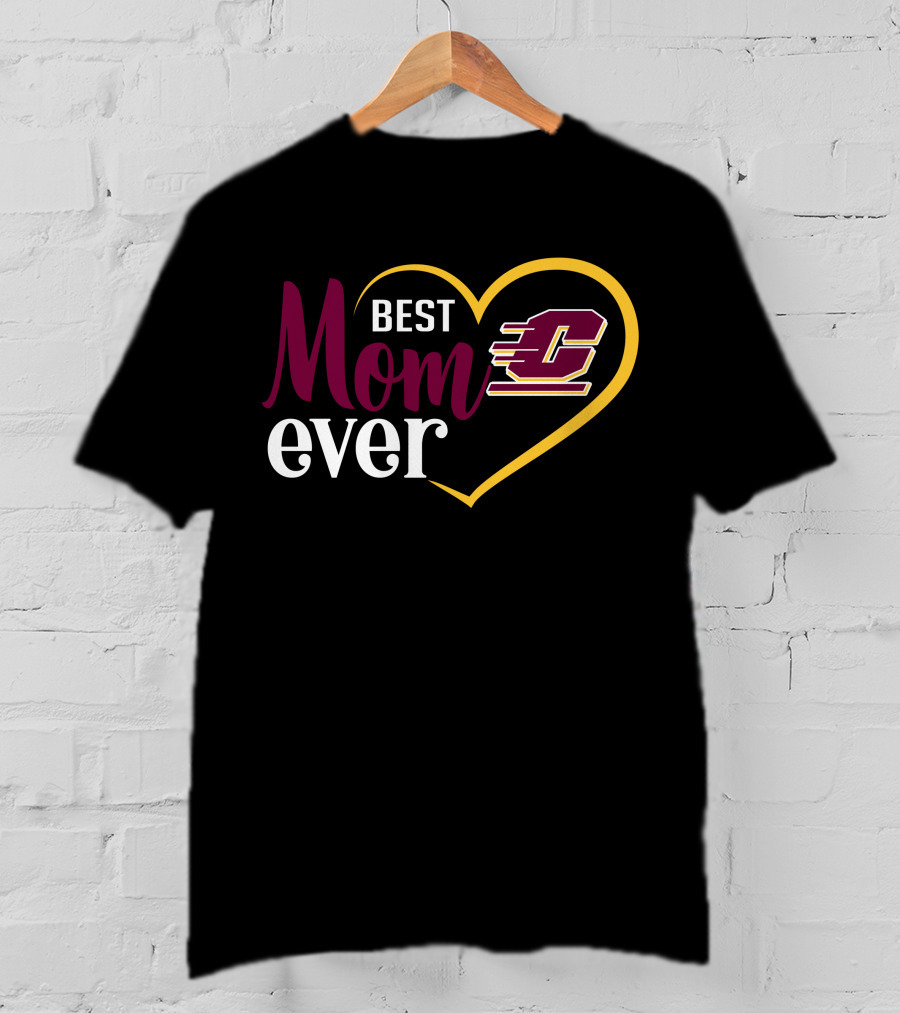 Central Michigan Chippewas Best Mom Ever Heart T-Shirt