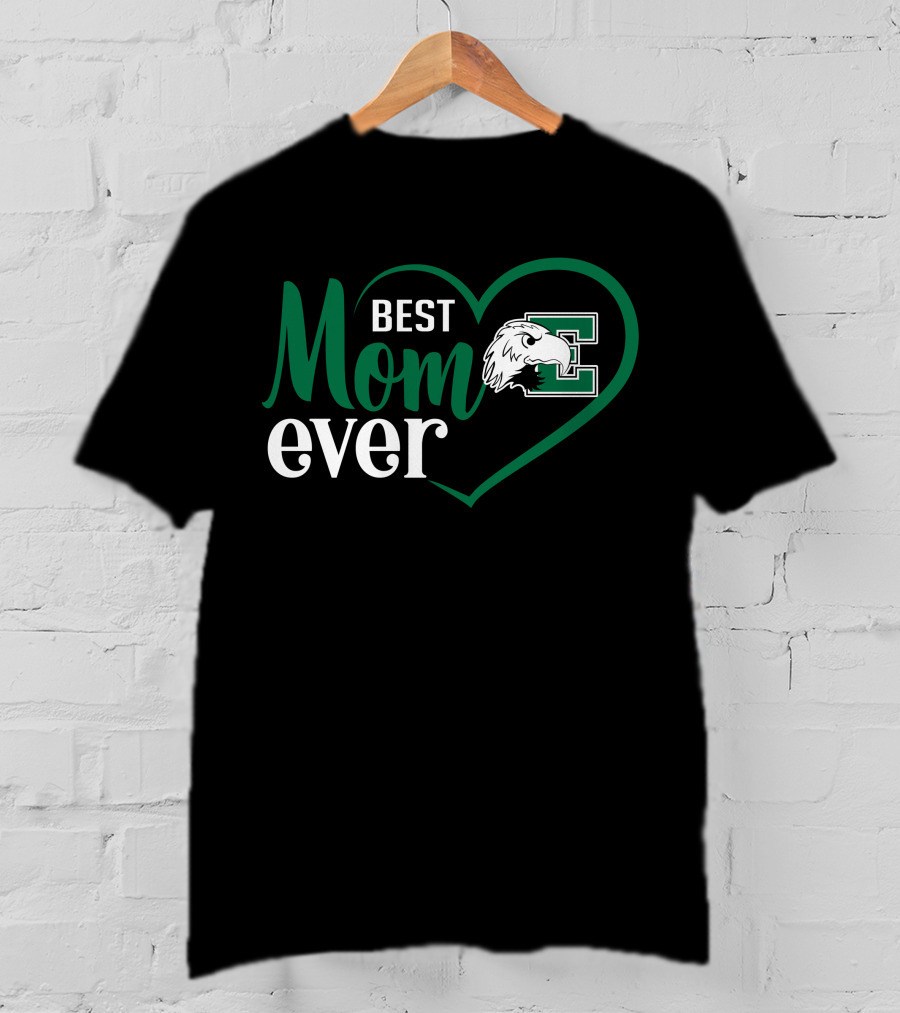 Eastern Michigan Eagles Best Mom Ever Heart Design With E Logo And Eagle T-Shirt