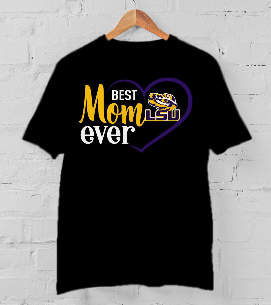 Best Mom Ever Lsu Tigers Logo Heart T-Shirt