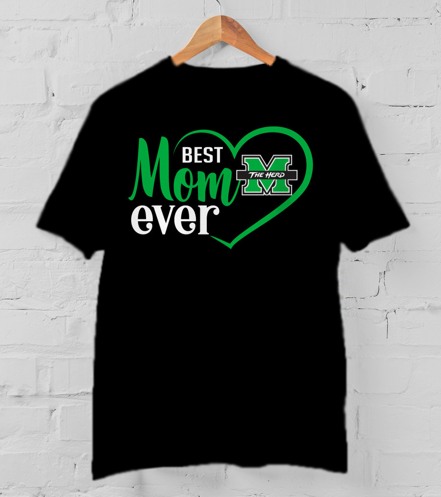 Marshall Thundering Herd Best Mom Ever Heart T-Shirt