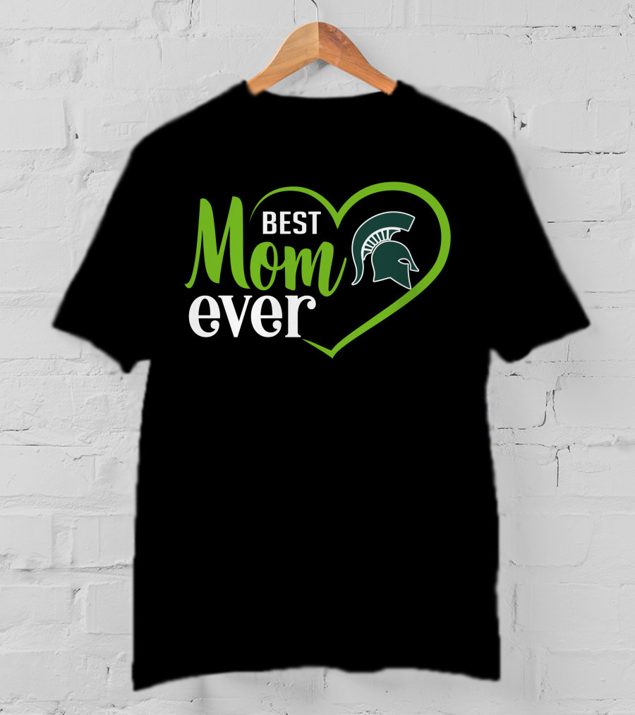 Michigan State Spartans Best Mom Ever Heart Spartan Helmet T-Shirt