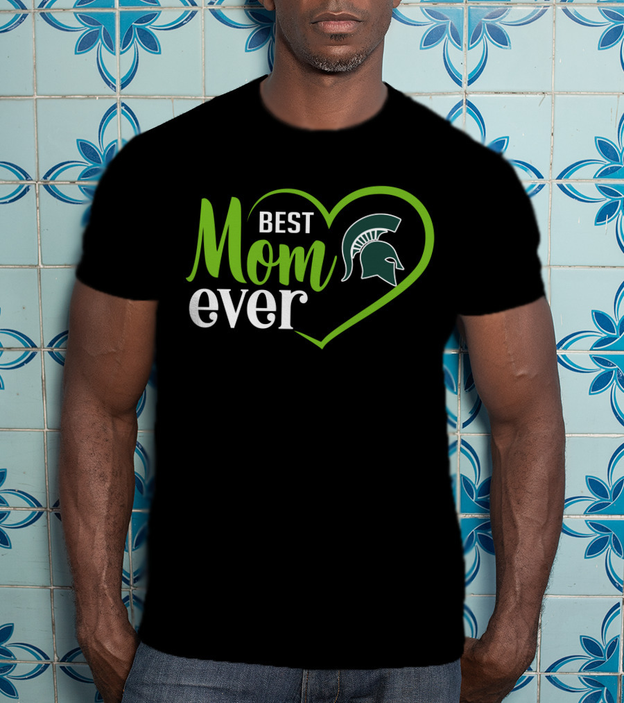Michigan State Spartans Best Mom Ever Heart Spartan Helmet T-Shirt