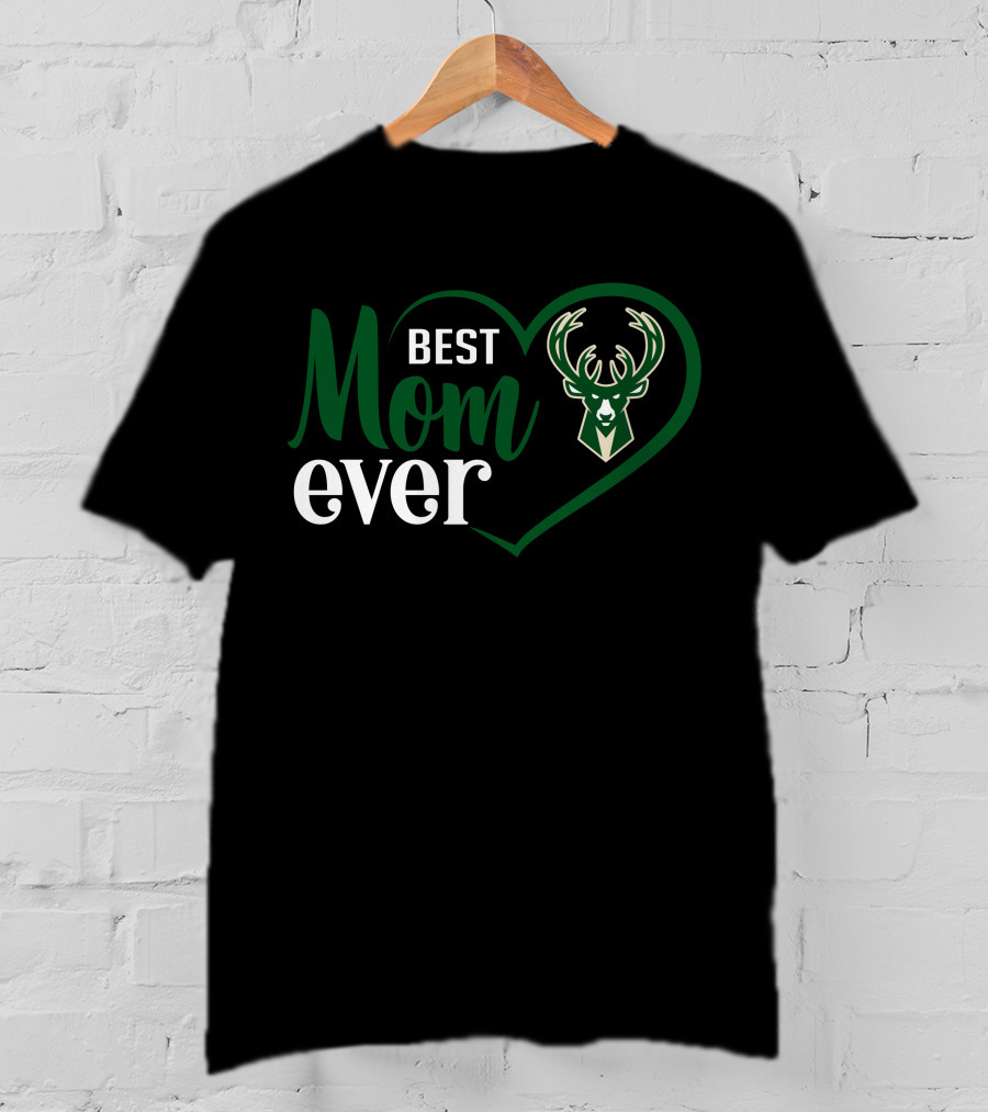 Milwaukee Bucks Best Mom Ever Heart T-Shirt