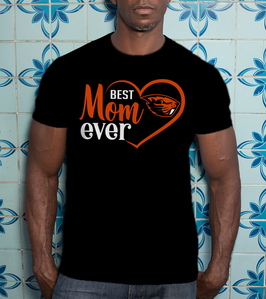 Oregon State Beavers Best Mom Ever Heart T-Shirt