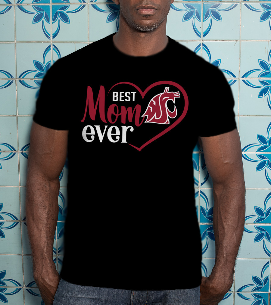 Best Mom Ever Washington State Cougars Logo Heart T-Shirt